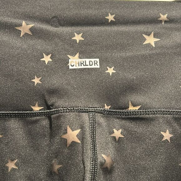 CHRLDR Black Leggings w Stars, Size Large - Picture 6 of 7